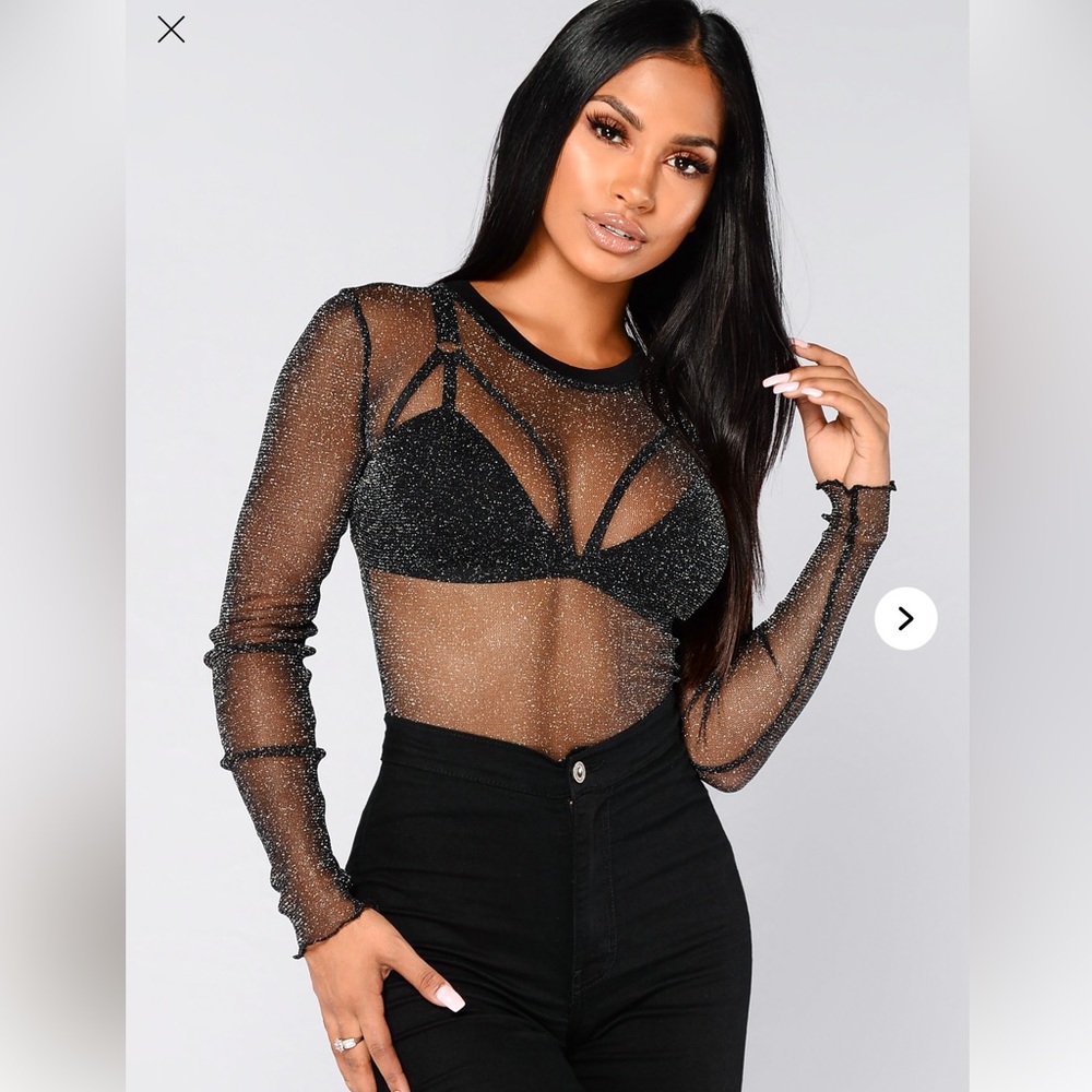 Black Glitter Sheer Top ✨🖤